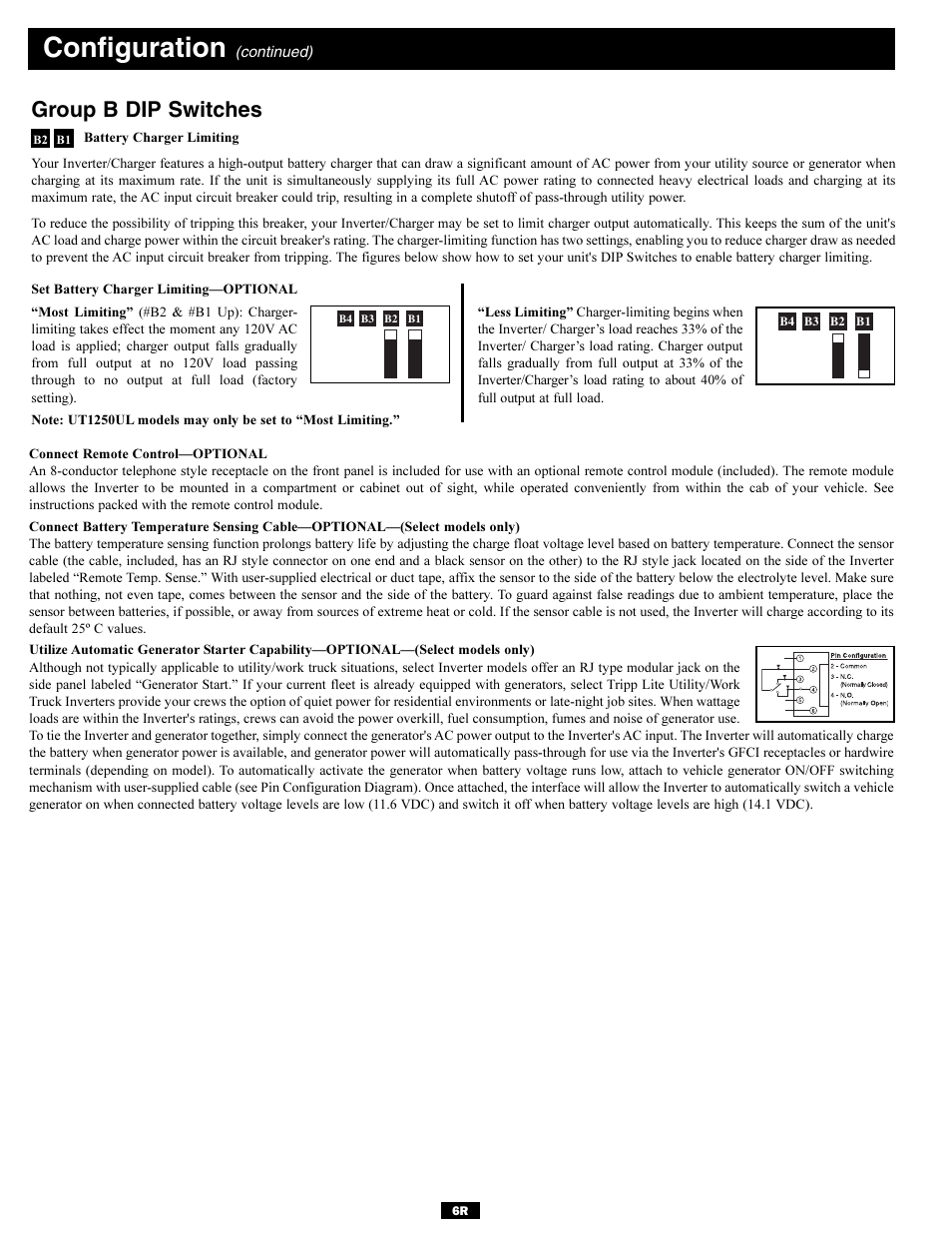 Configuration, Group b dip switches | Tripp Lite UT Series User Manual | Page 6 / 12