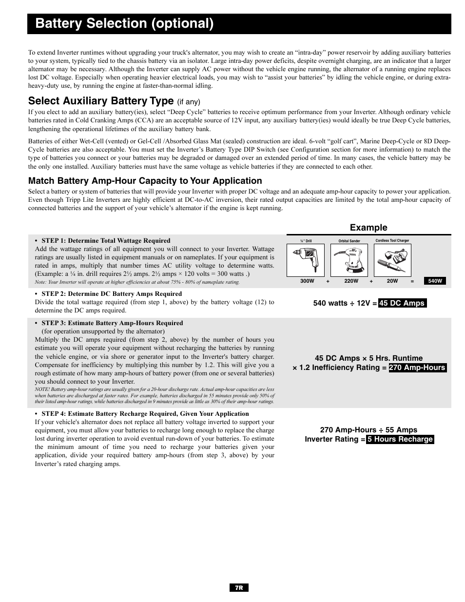 Battery selection (optional), Select auxiliary battery type, Example | Tripp Lite UT Series User Manual | Page 7 / 12