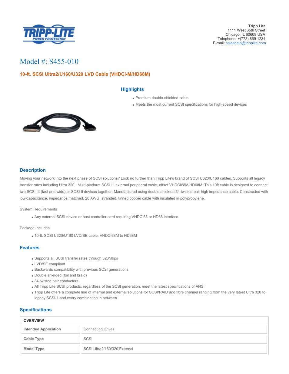 Tripp Lite S455-010 User Manual | 2 pages