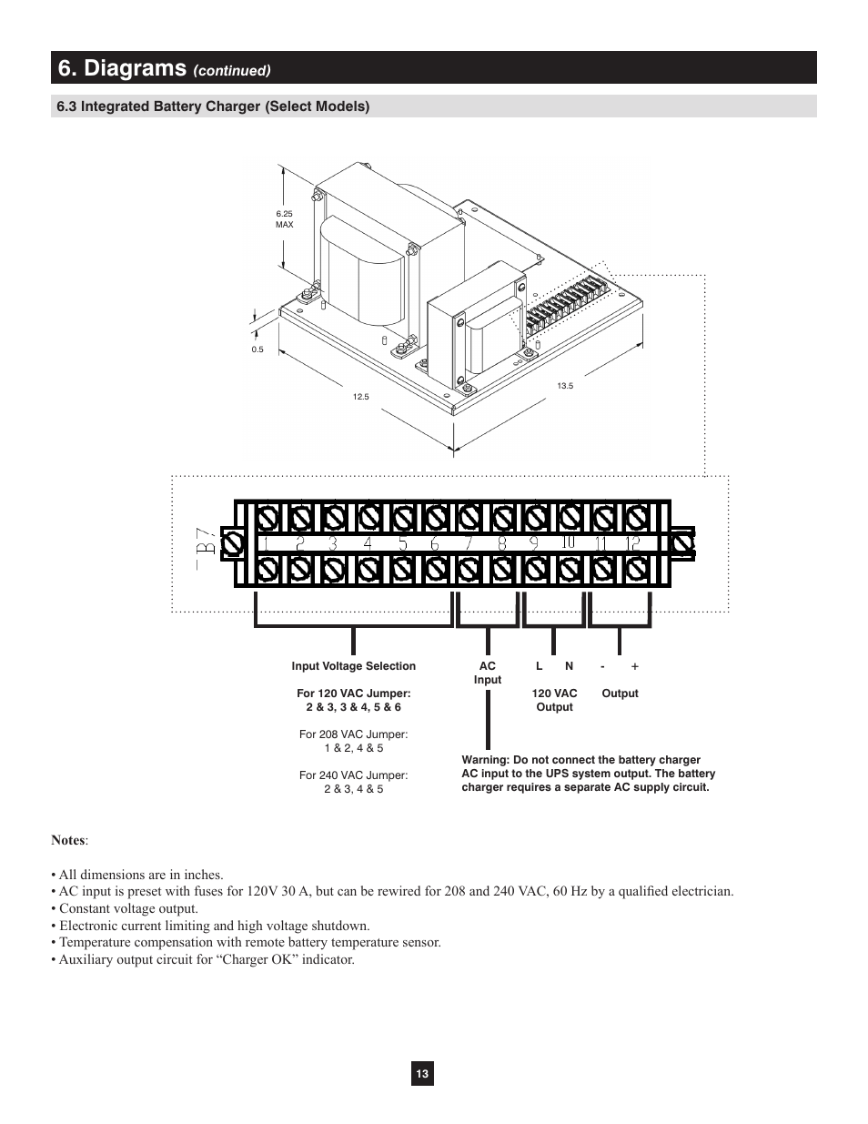 3 integrated battery charger (select models), Diagrams | Tripp Lite Extended-Run Single-Phase Battery Cabinet User Manual | Page 13 / 16