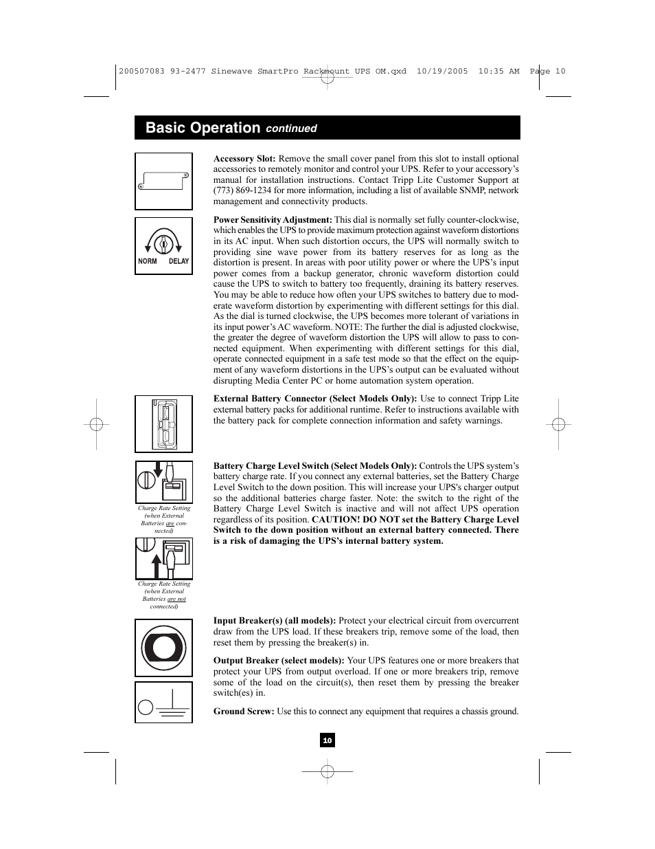 Basic operation | Tripp Lite 2POSTRMKITWM User Manual | Page 10 / 12