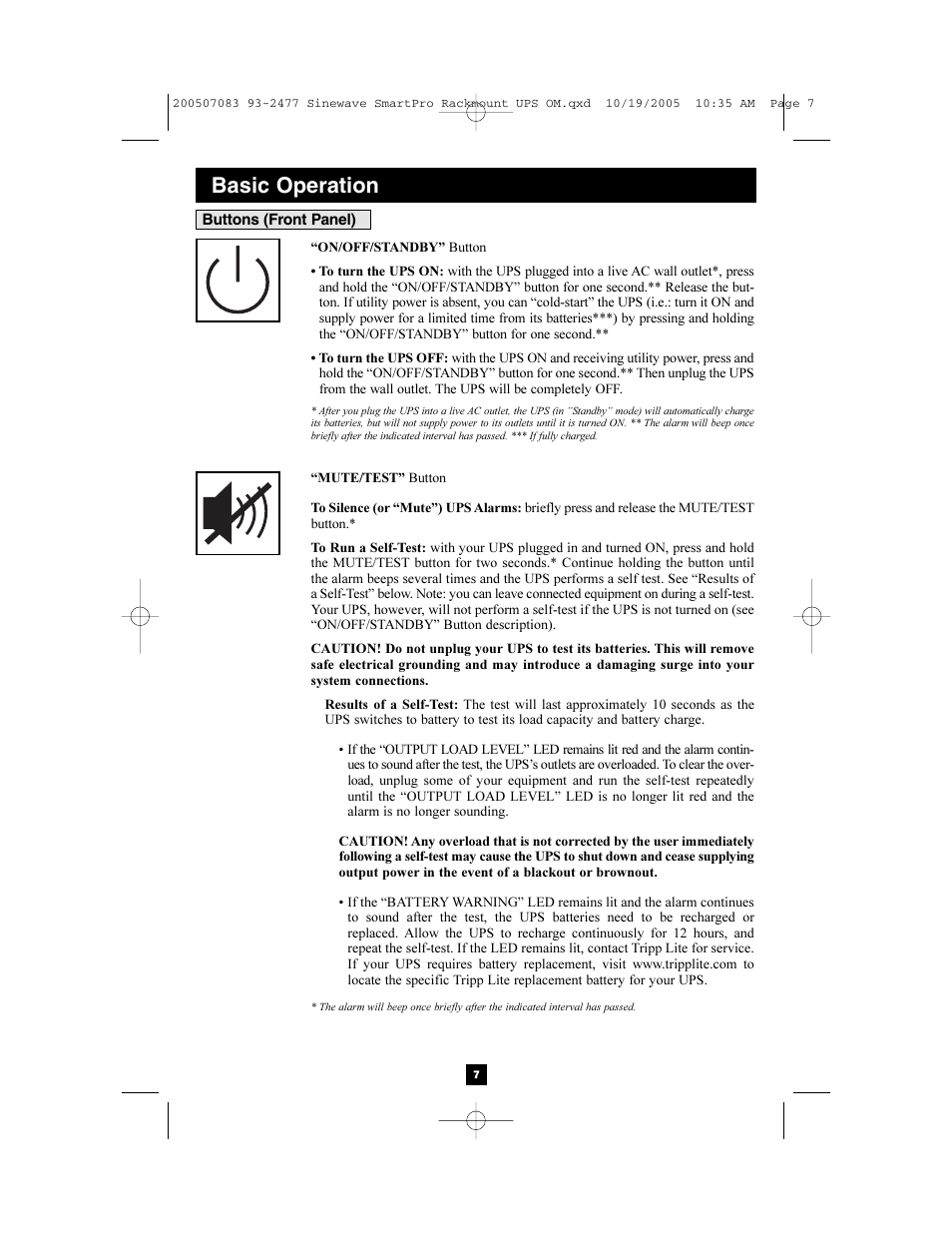 Basic operation | Tripp Lite 2POSTRMKITWM User Manual | Page 7 / 12