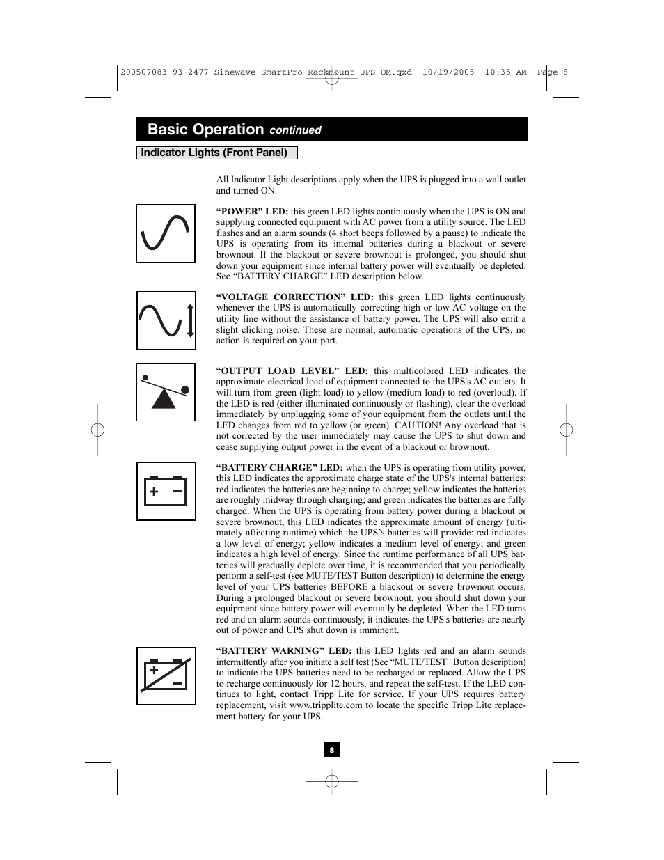 Basic operation | Tripp Lite 2POSTRMKITWM User Manual | Page 8 / 12