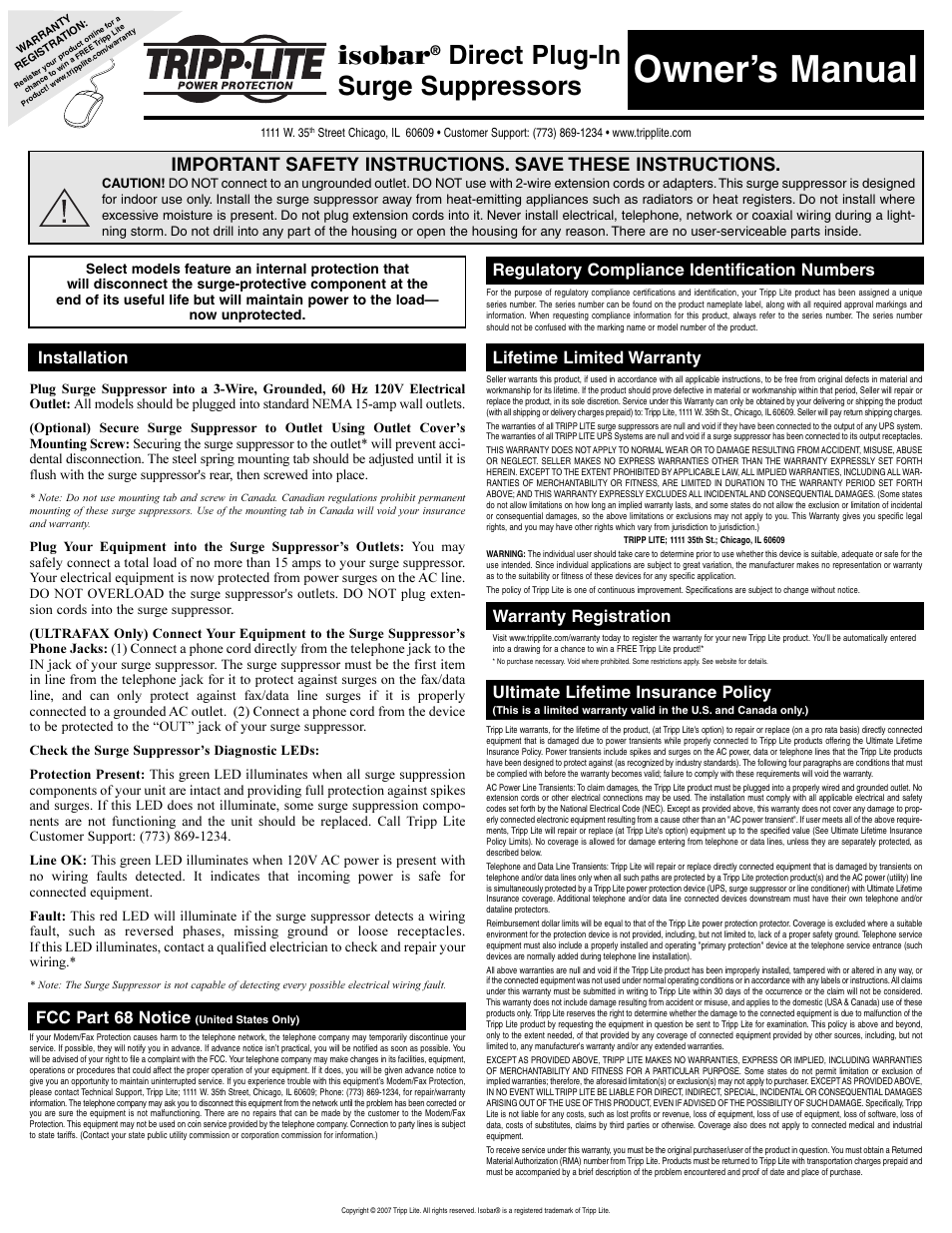 Tripp Lite 93-2485 User Manual | 3 pages