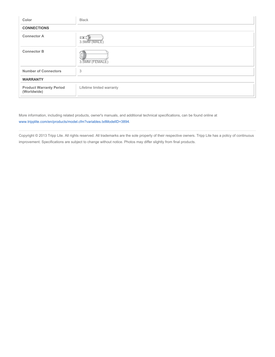 Tripp Lite P313-001 User Manual | Page 2 / 2