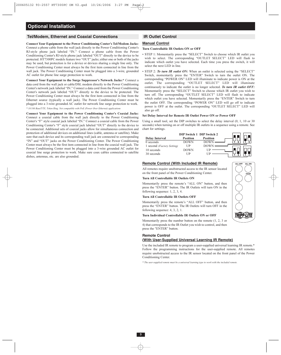 Optional installation | Tripp Lite isobar HT7300PC User Manual | Page 3 / 5
