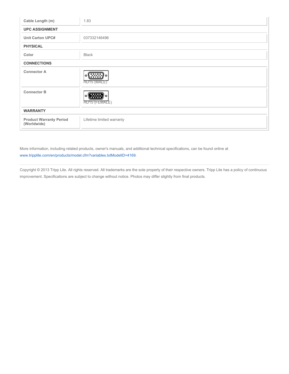 Tripp Lite P781-006 User Manual | Page 2 / 2