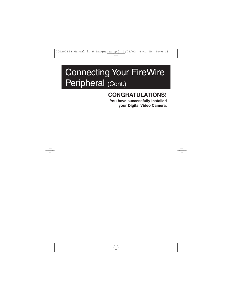 Connecting your firewire peripheral, Cont.) | Tripp Lite F200-003-R User Manual | Page 13 / 75