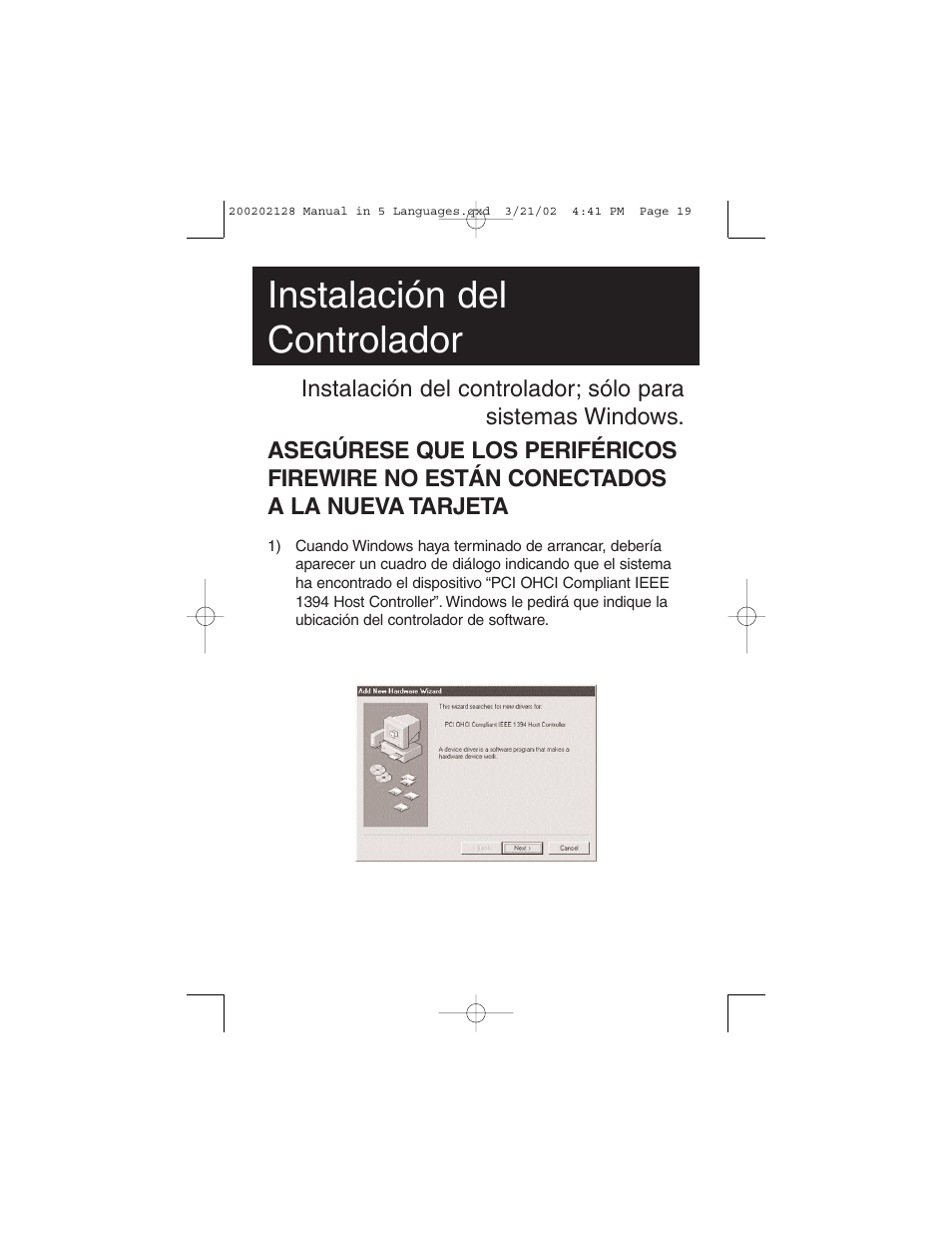 Instalación del controlador | Tripp Lite F200-003-R User Manual | Page 19 / 75
