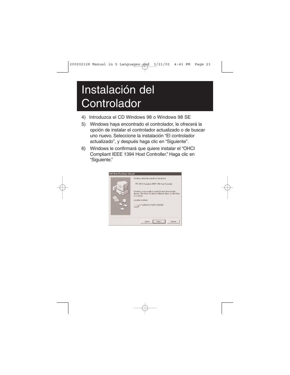 Instalación del controlador | Tripp Lite F200-003-R User Manual | Page 21 / 75
