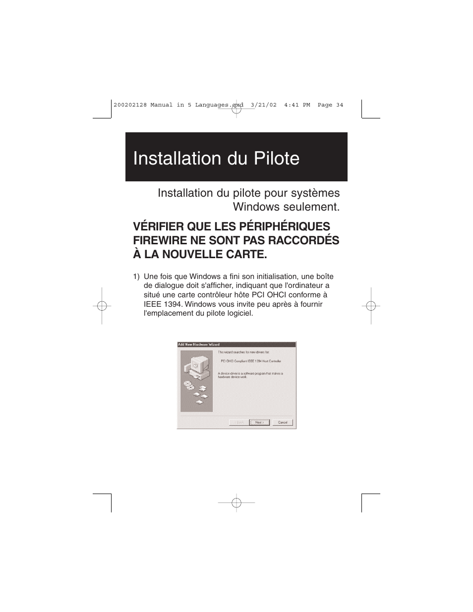 Installation du pilote | Tripp Lite F200-003-R User Manual | Page 34 / 75