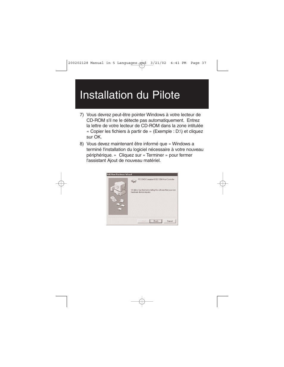Installation du pilote | Tripp Lite F200-003-R User Manual | Page 37 / 75
