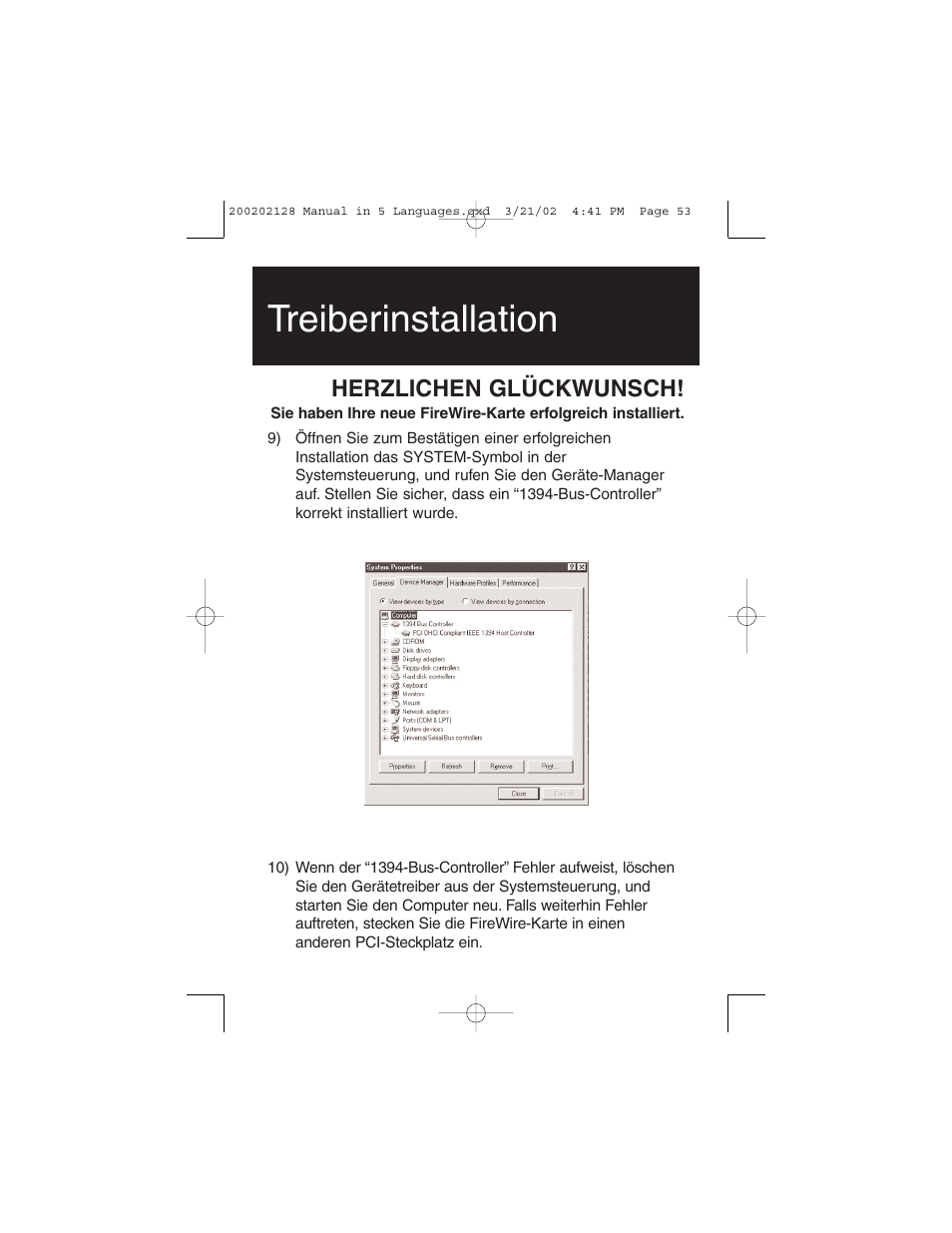 Treiberinstallation, Herzlichen glückwunsch | Tripp Lite F200-003-R User Manual | Page 53 / 75