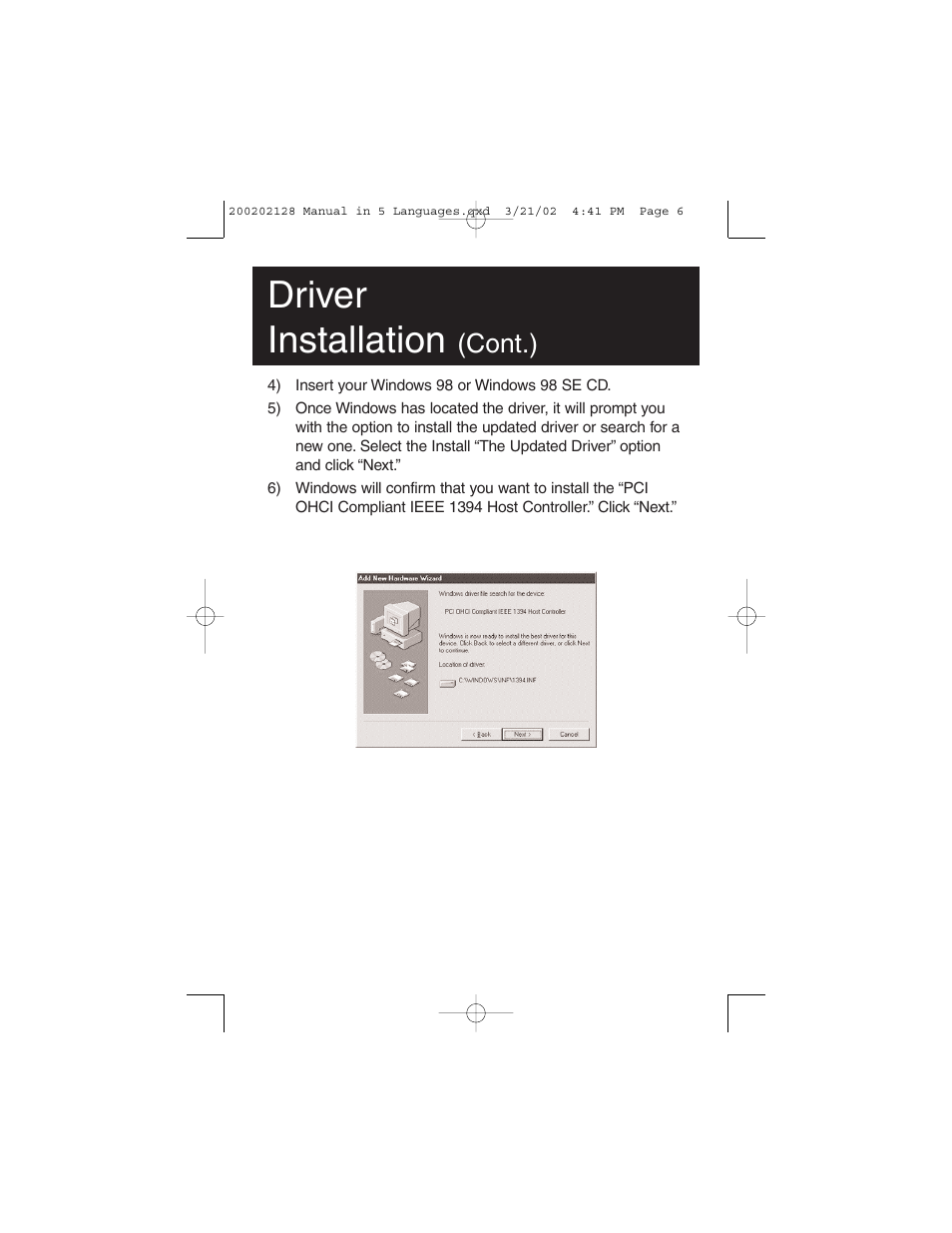 Driver installation, Cont.) | Tripp Lite F200-003-R User Manual | Page 6 / 75