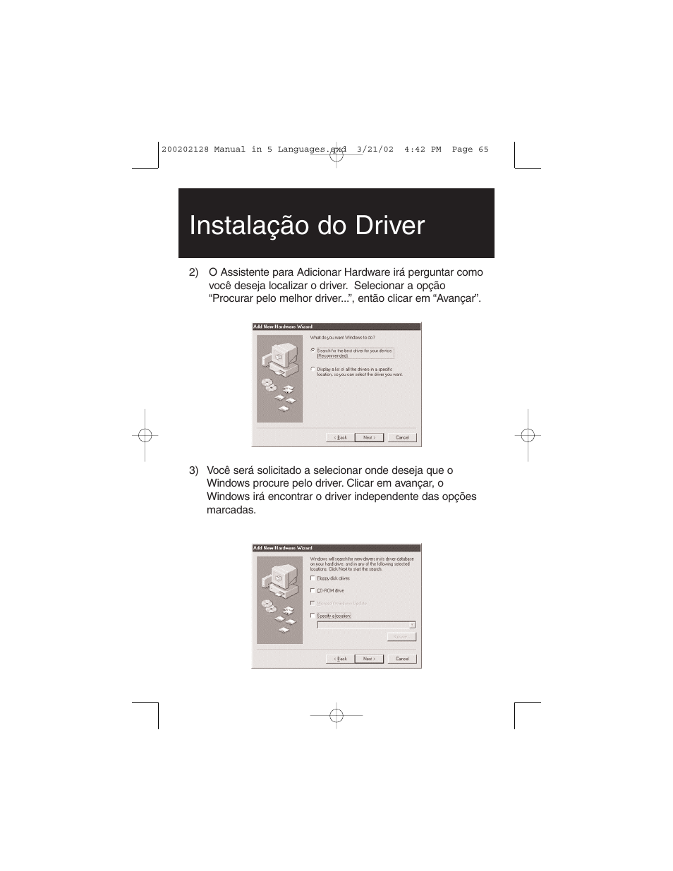 Instalação do driver | Tripp Lite F200-003-R User Manual | Page 65 / 75
