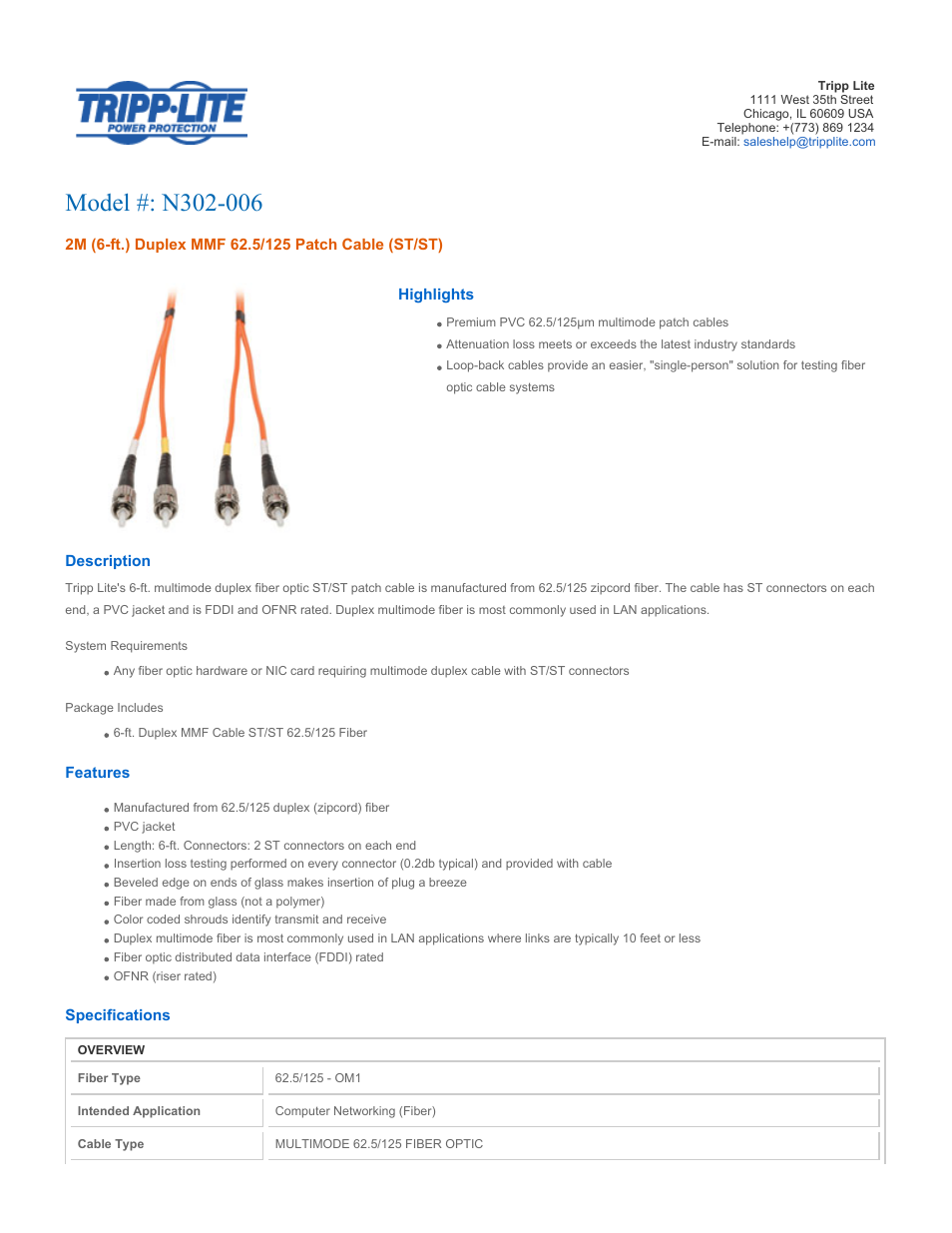 Tripp Lite N302-006 User Manual | 3 pages