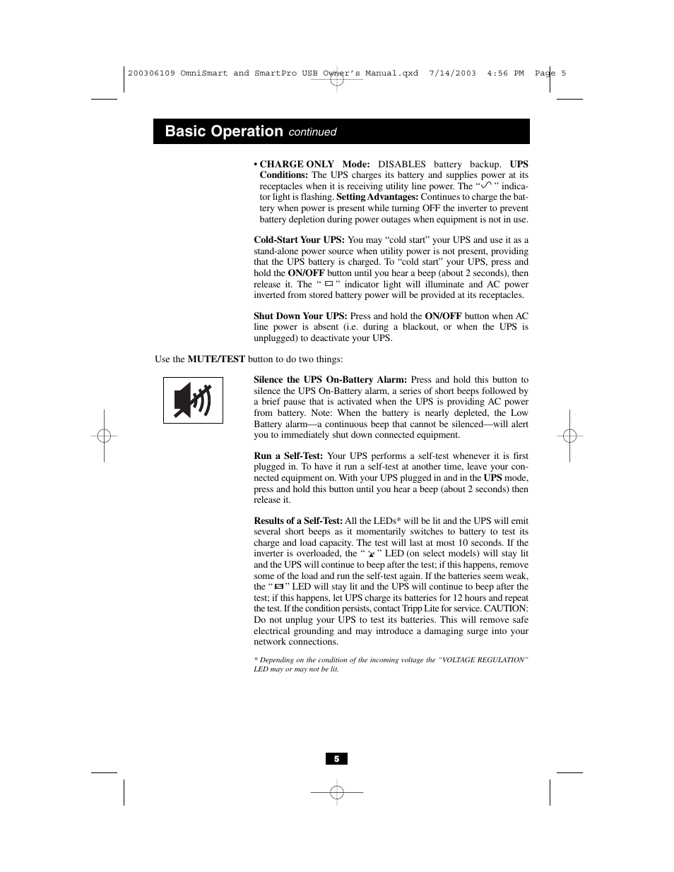 Basic operation | Tripp Lite OmniSmart & SmartPro USB User Manual | Page 5 / 9