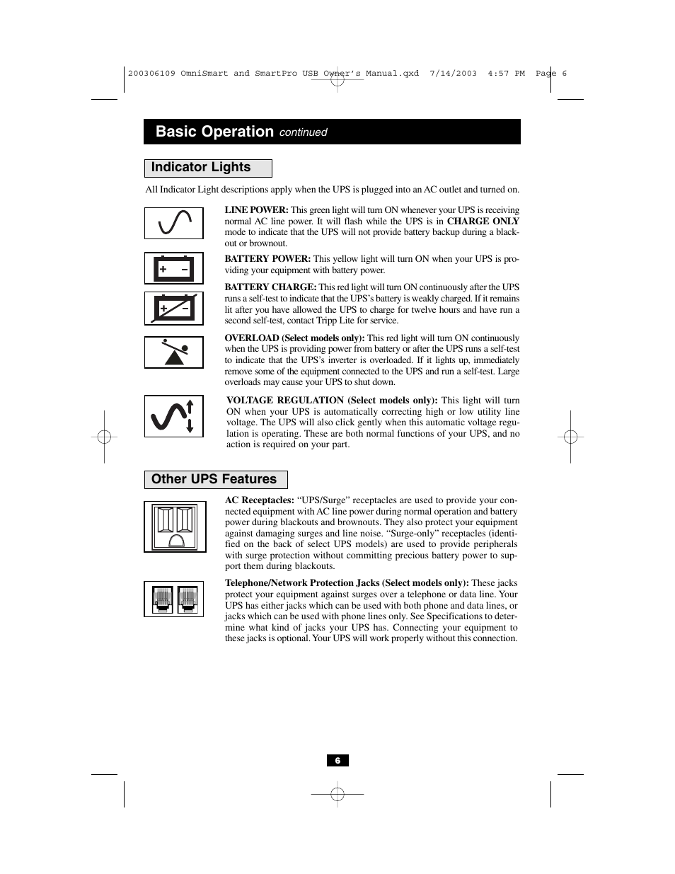 Basic operation | Tripp Lite OmniSmart & SmartPro USB User Manual | Page 6 / 9