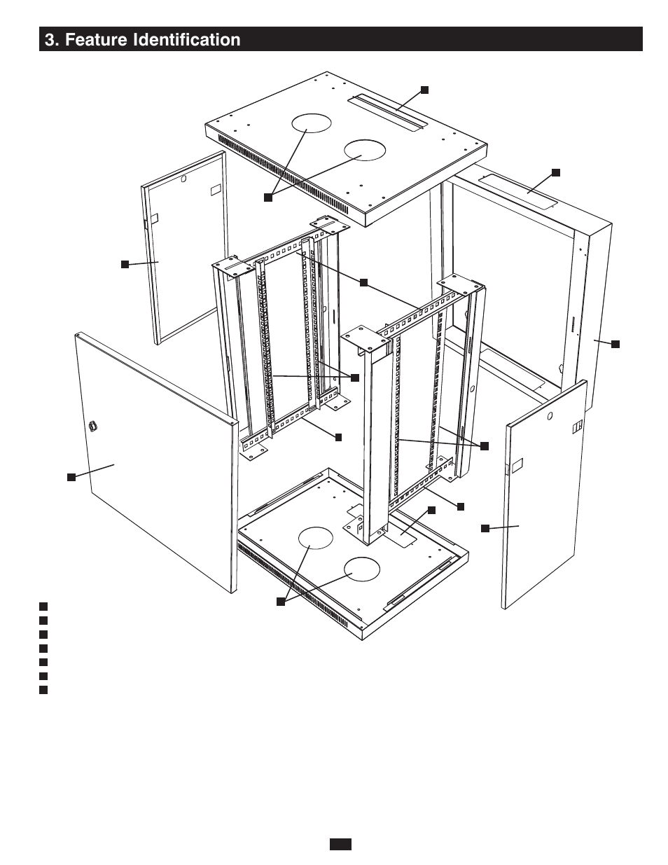 Feature identification | Tripp Lite 12U Wall-Mounted SmartRack Enclosure SRW12US User Manual | Page 3 / 8