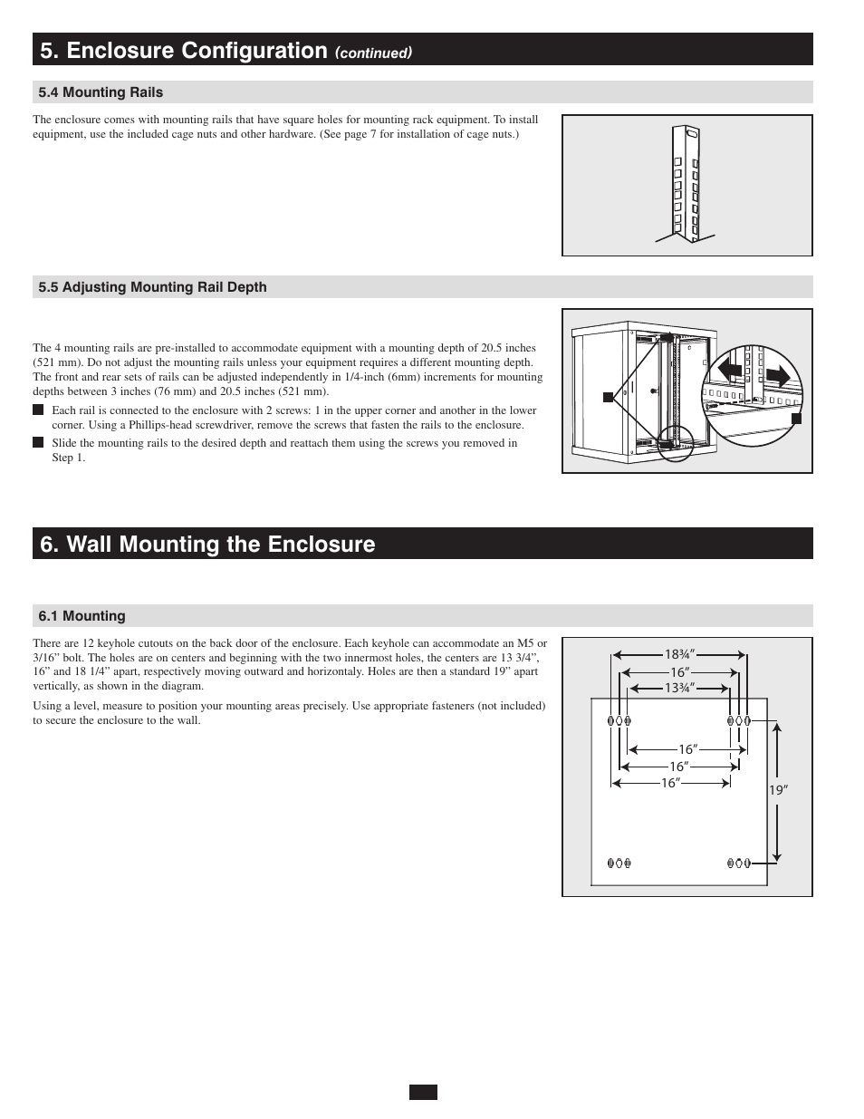 Enclosure configuration, Wall mounting the enclosure | Tripp Lite 12U Wall-Mounted SmartRack Enclosure SRW12US User Manual | Page 6 / 8