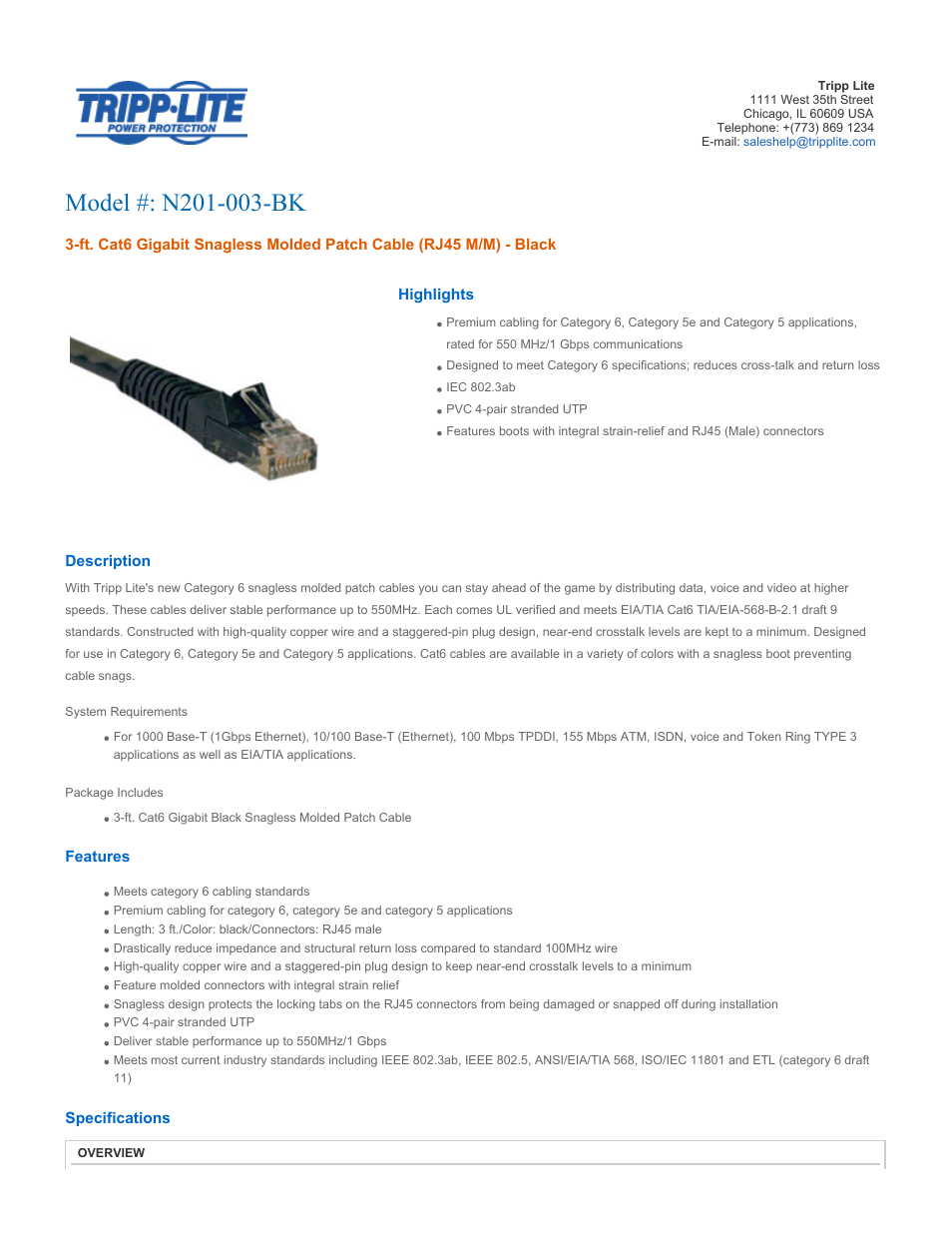 Tripp Lite N201-003-BK User Manual | 3 pages