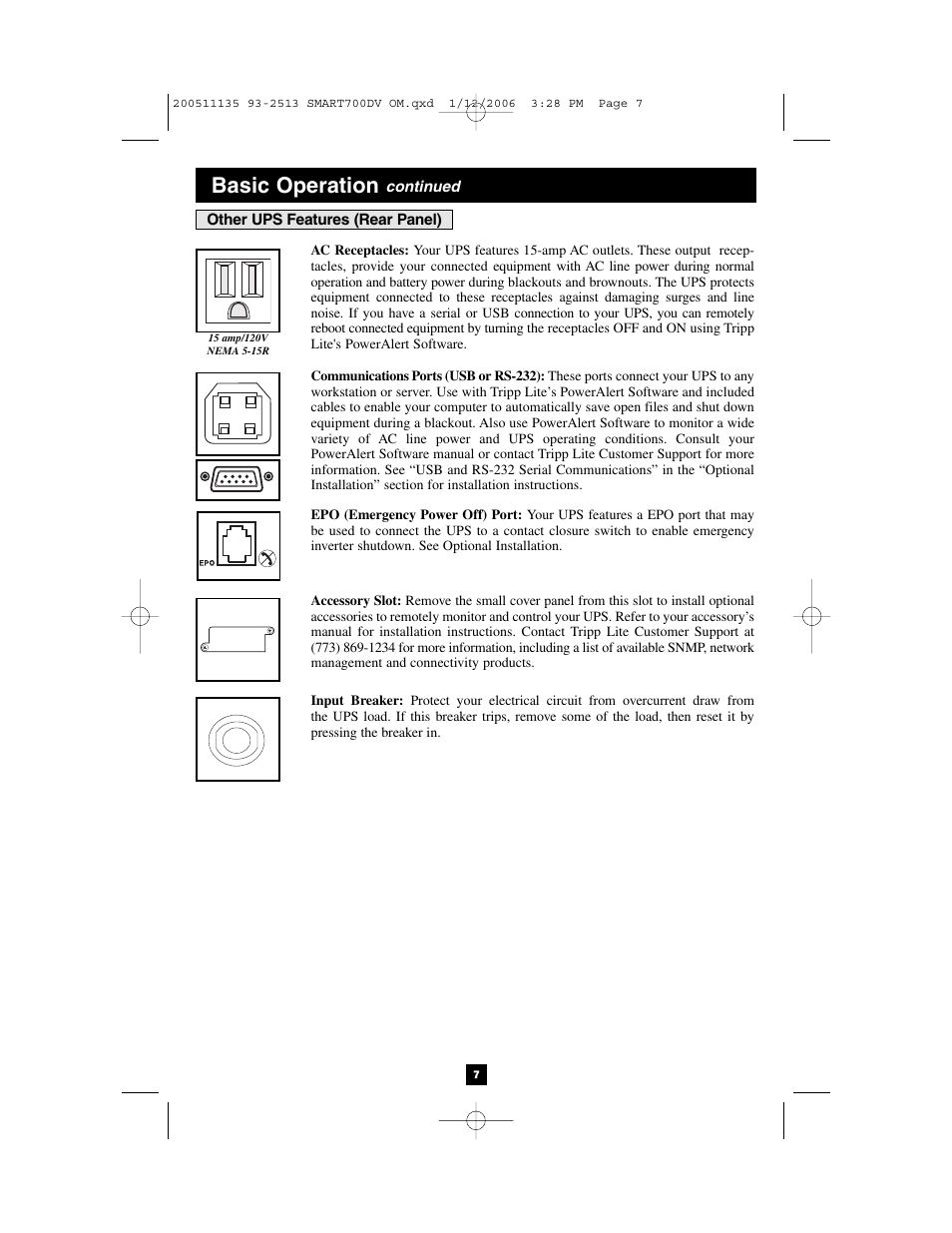Basic operation | Tripp Lite 700DV User Manual | Page 7 / 12