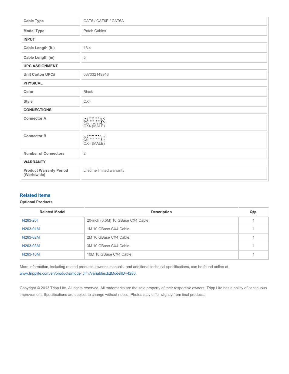 Tripp Lite N263-05M User Manual | Page 2 / 2