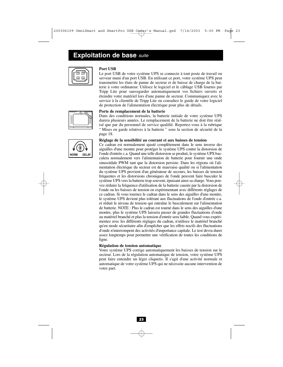 Exploitation de base | Tripp Lite OMNISMART UL1778 User Manual | Page 23 / 24