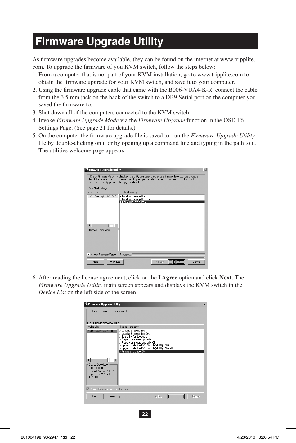 Firmware upgrade utility | Tripp Lite PERIPHERAL SHARING B006-VUA4-K-R User Manual | Page 22 / 28