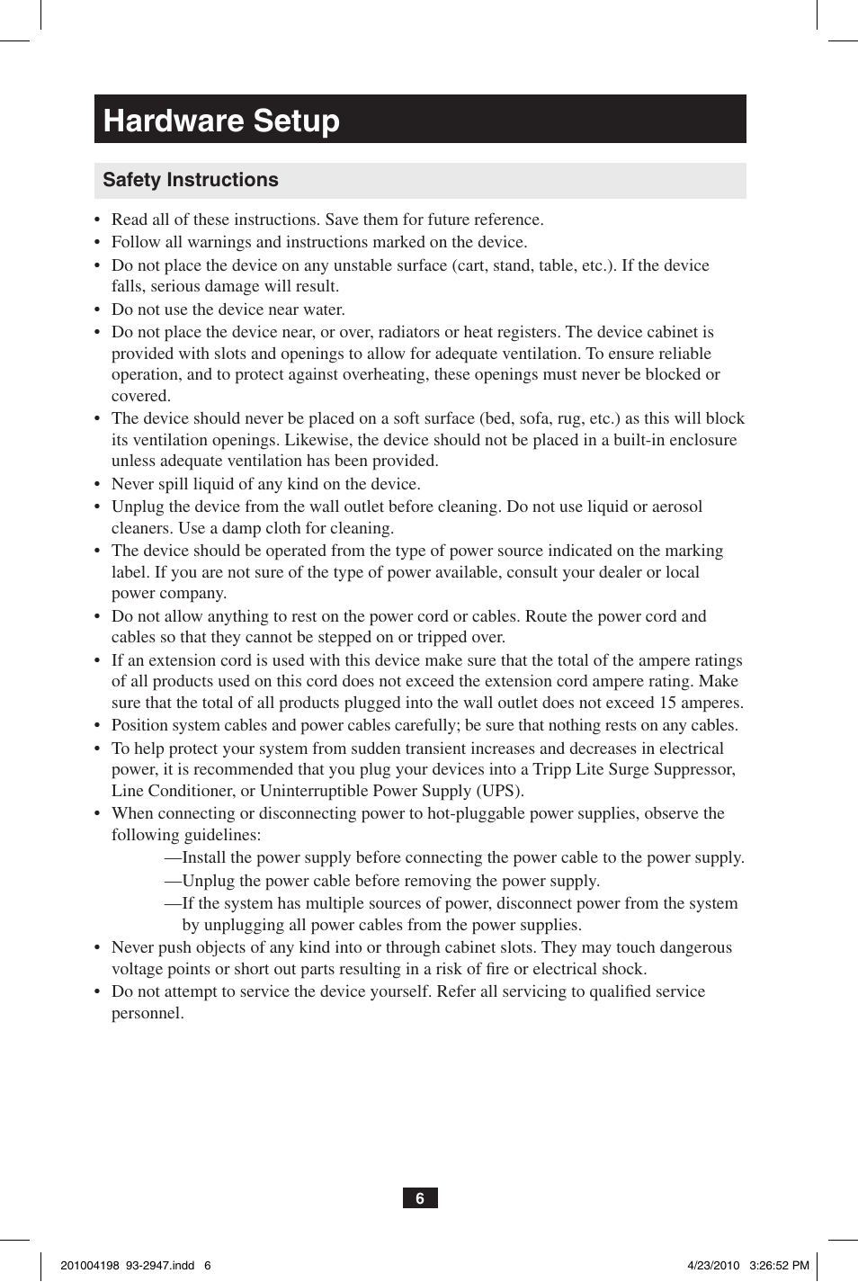 Hardware setup | Tripp Lite PERIPHERAL SHARING B006-VUA4-K-R User Manual | Page 6 / 28