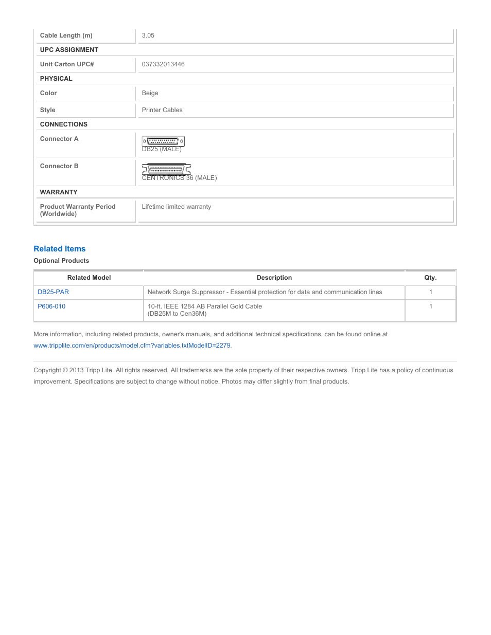Tripp Lite P602-010 User Manual | Page 2 / 2
