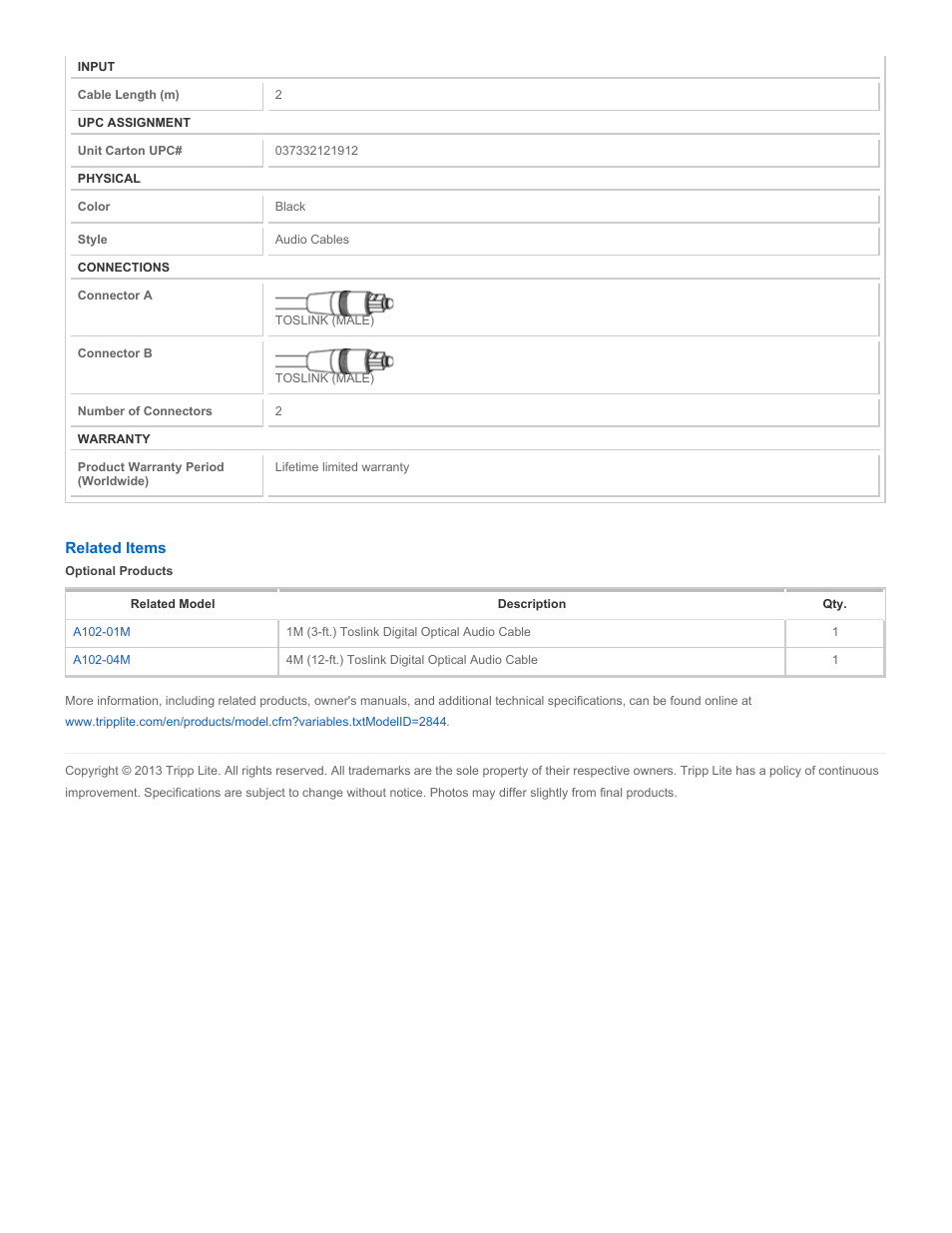 Tripp Lite A102-02M User Manual | Page 2 / 2