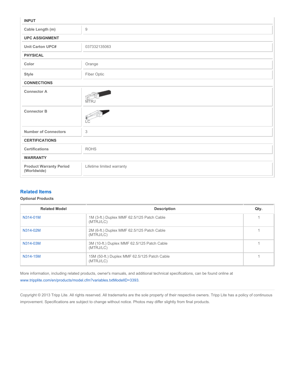 Tripp Lite N314-09M User Manual | Page 2 / 2
