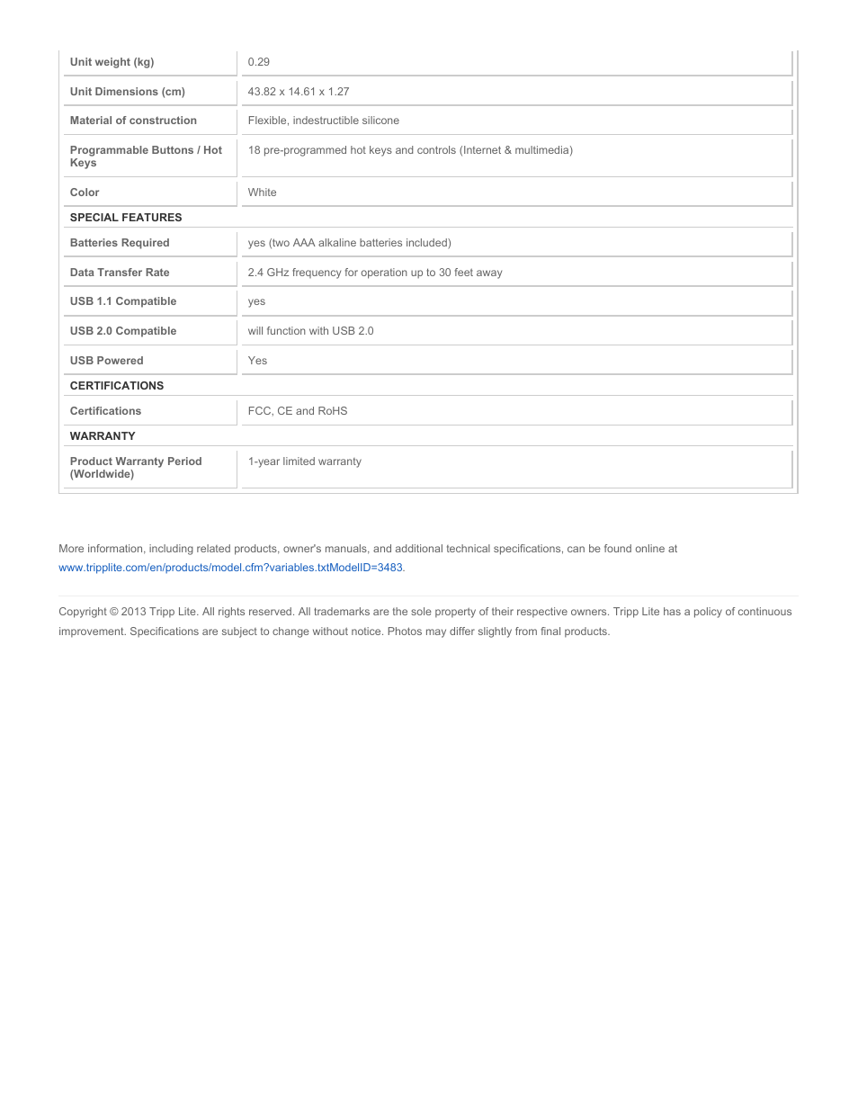 Tripp Lite IN3010KB User Manual | Page 2 / 2