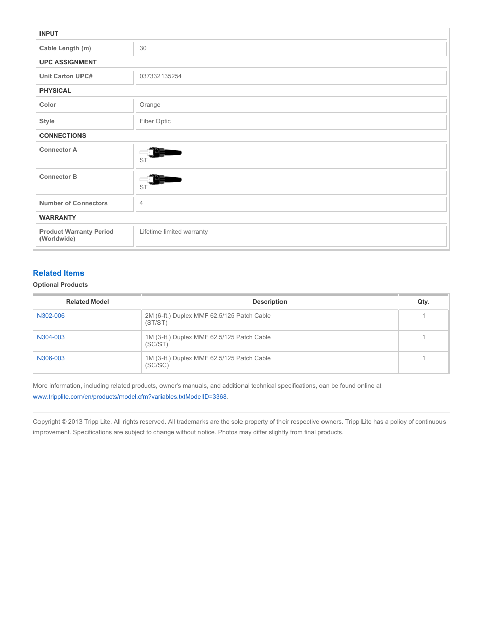 Tripp Lite N302-30M User Manual | Page 2 / 2