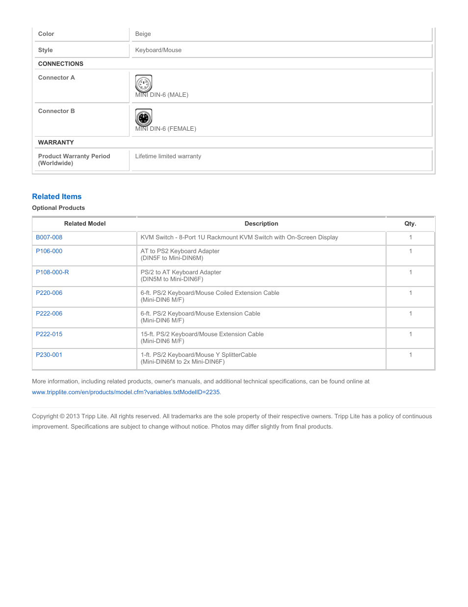 Tripp Lite P222-010 User Manual | Page 2 / 2