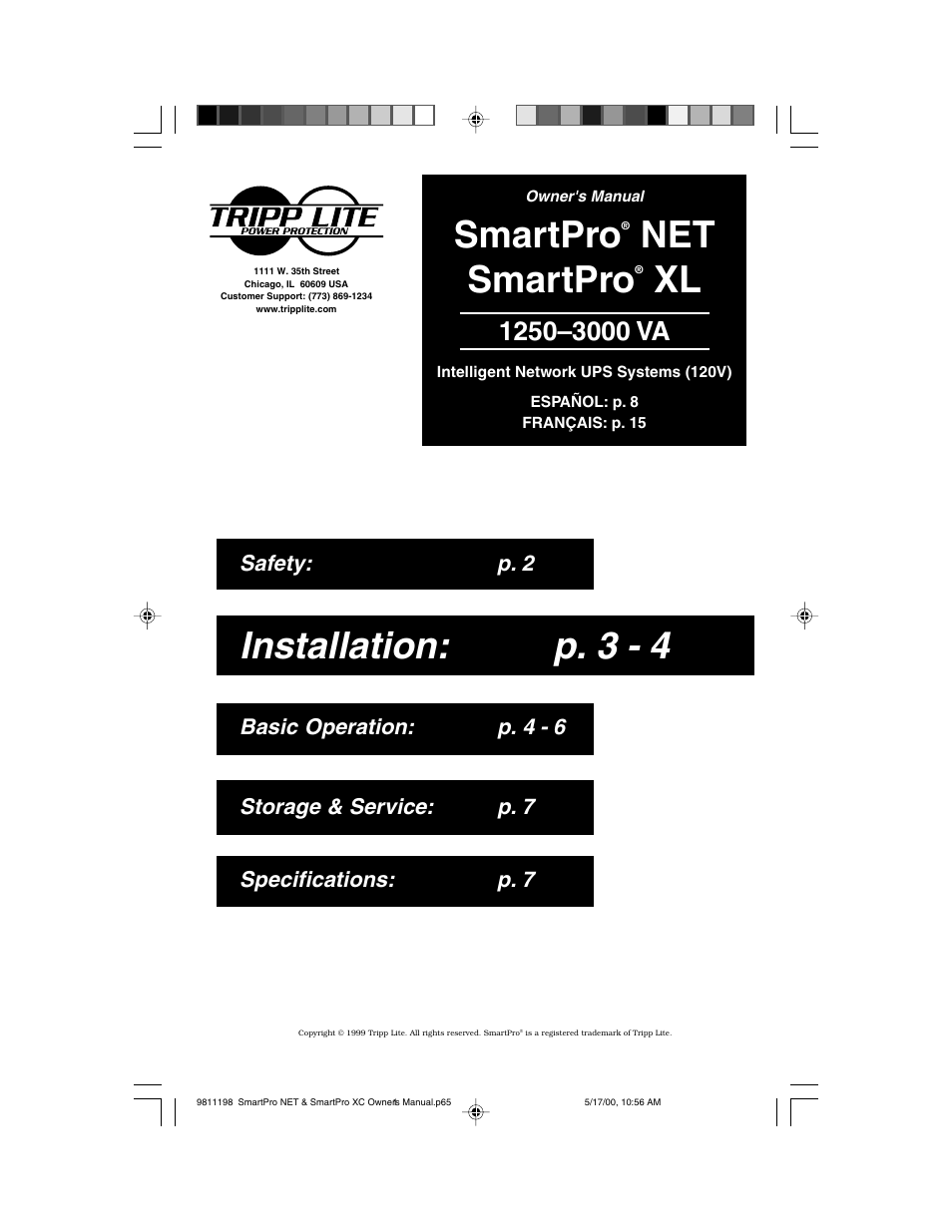 Tripp Lite 1250-3000 VA User Manual | 20 pages