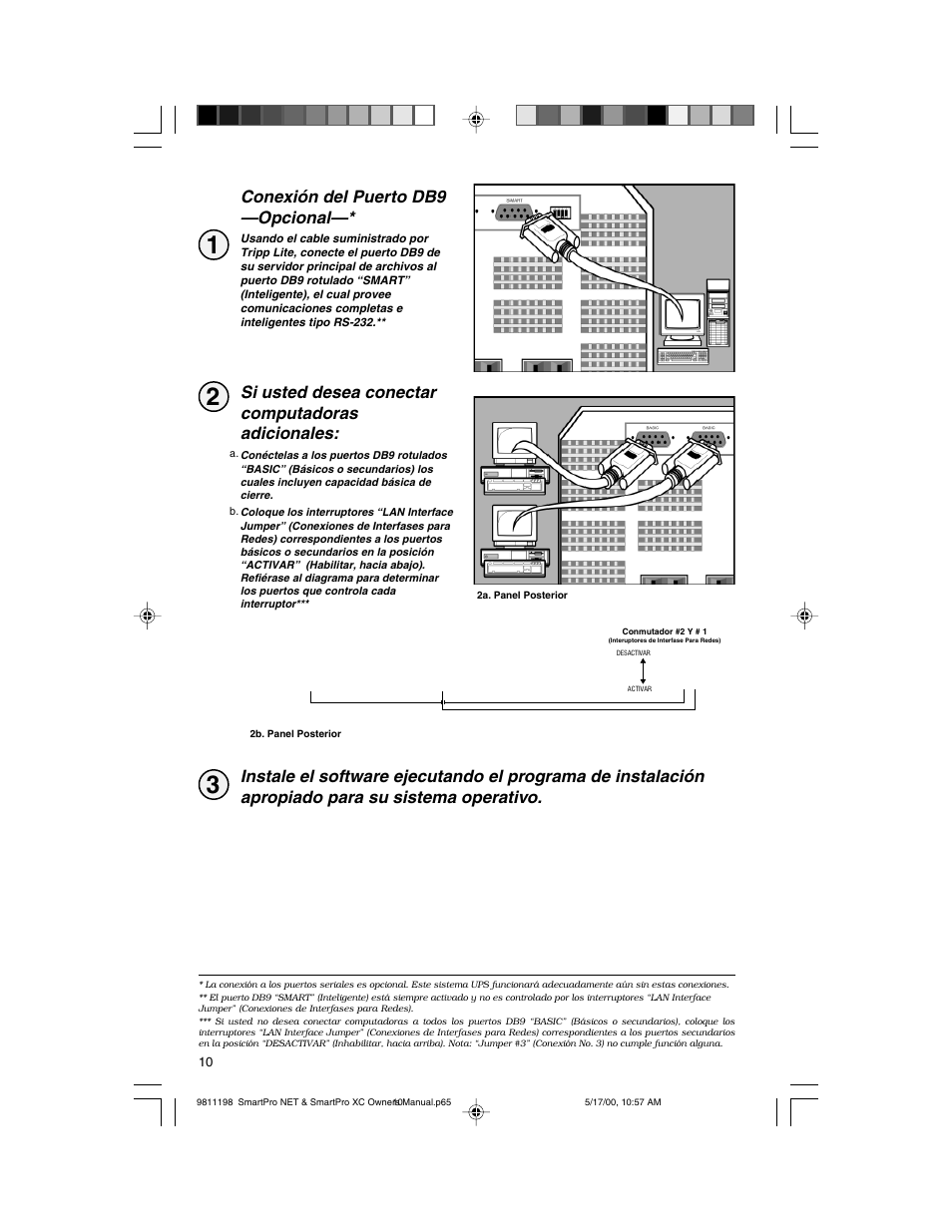 Conexión del puerto db9 —opcional, Si usted desea conectar computadoras adicionales | Tripp Lite 1250-3000 VA User Manual | Page 10 / 20