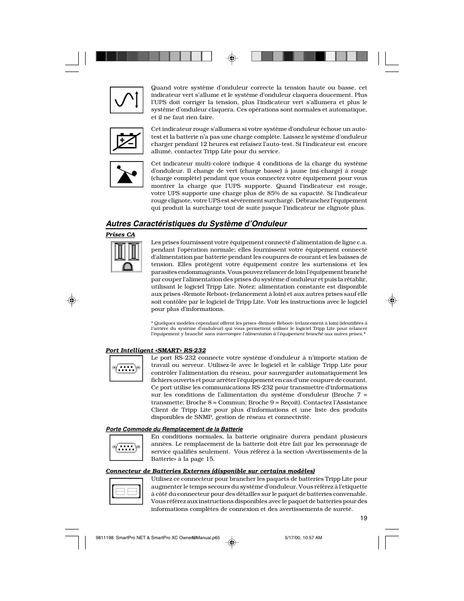 Autres caractéristiques du système d’onduleur | Tripp Lite 1250-3000 VA User Manual | Page 19 / 20