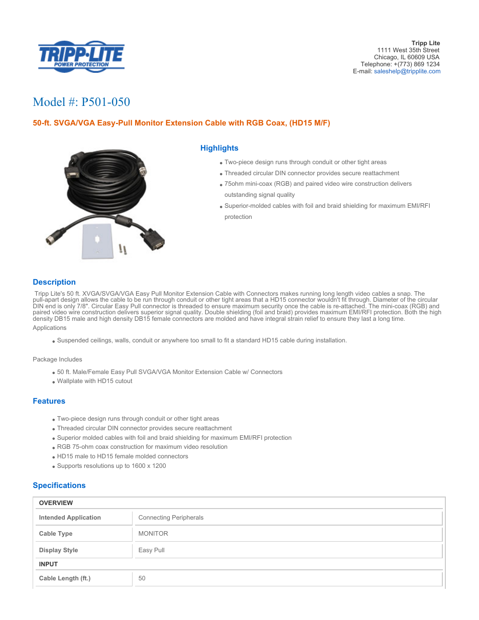 Tripp Lite VGA/SVGA Video Splitter B114-004-R User Manual | 2 pages