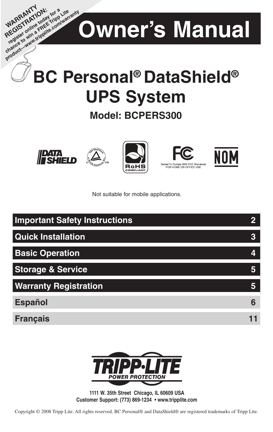 Tripp Lite BCPERS300 User Manual | 16 pages