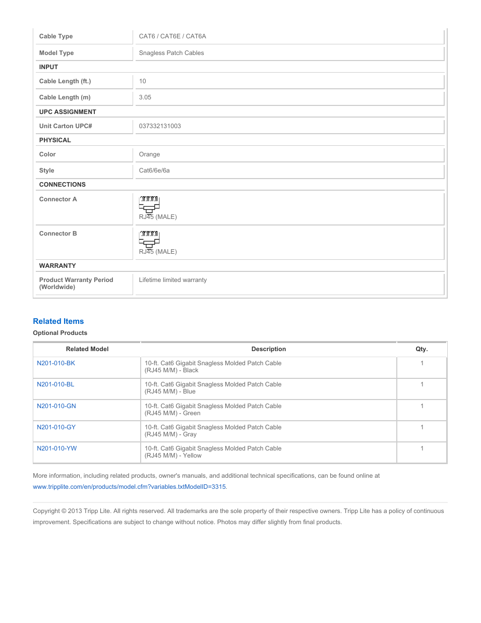 Tripp Lite N201-010-OR User Manual | Page 2 / 2