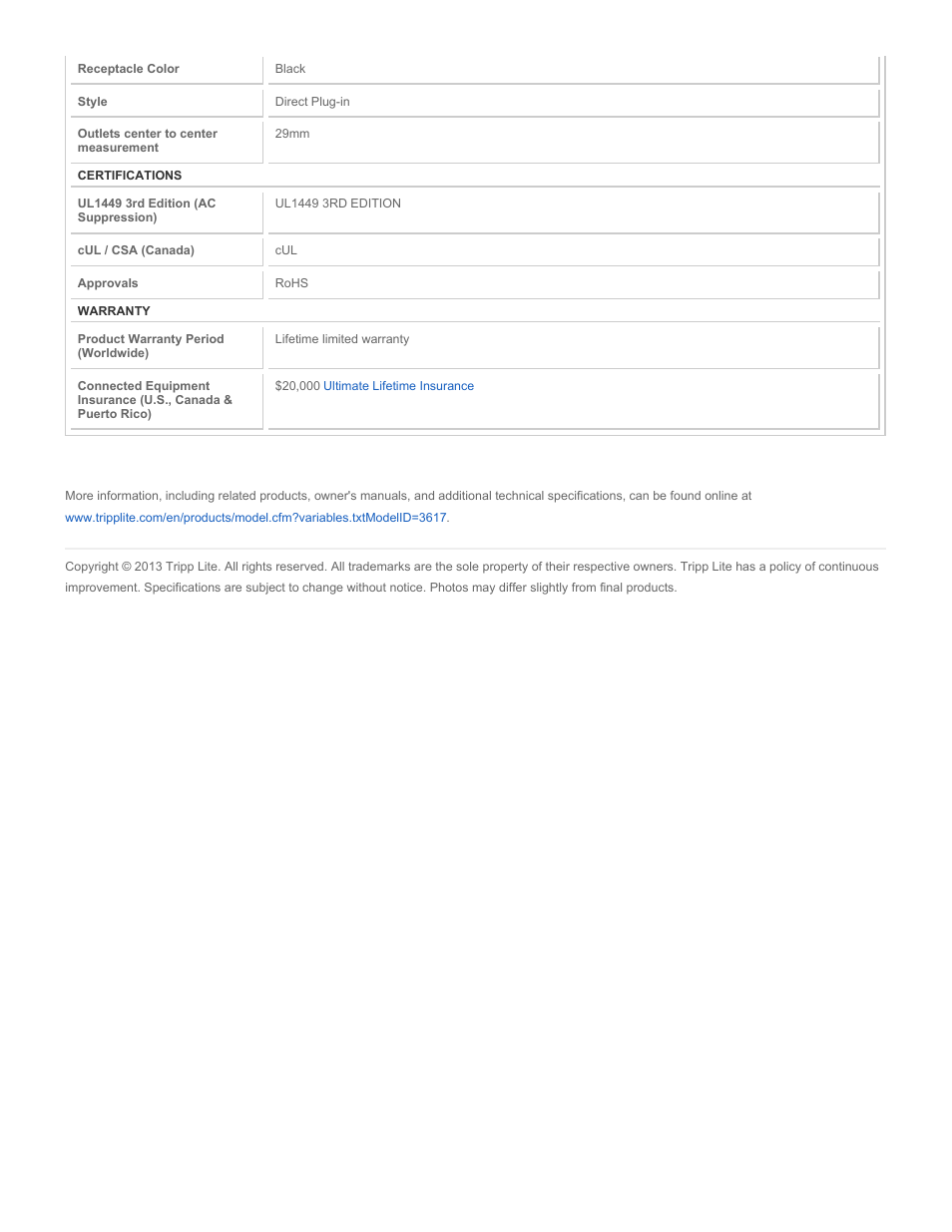 Tripp Lite Surge Suppressor SWIVEL6 User Manual | Page 3 / 3