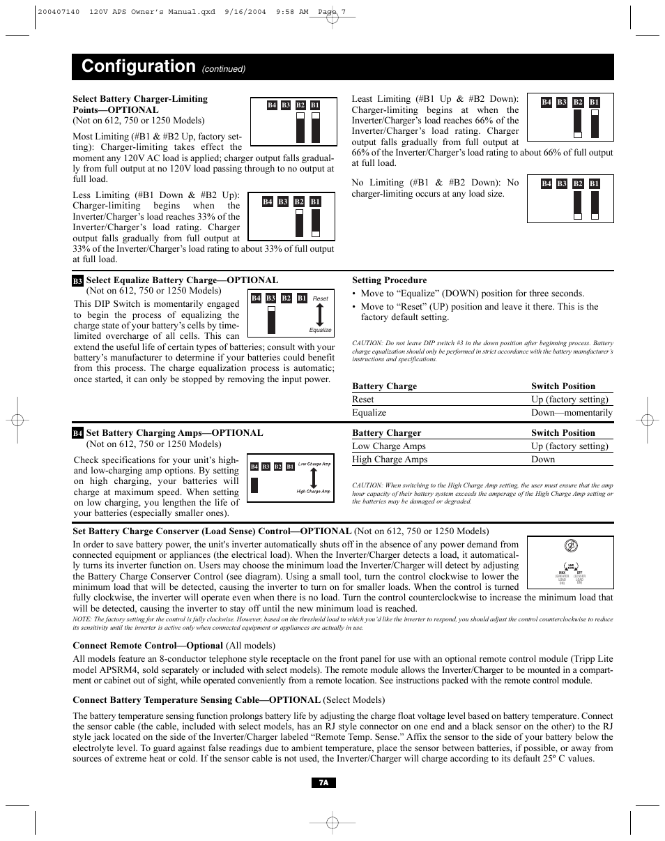 Configuration | Tripp Lite APS Series User Manual | Page 7 / 13