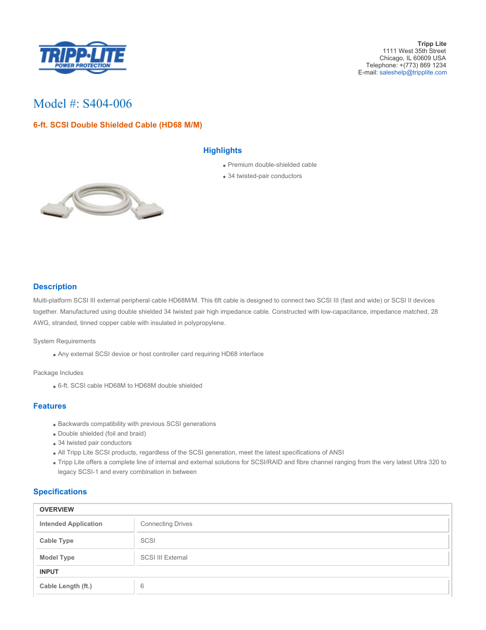 Tripp Lite S404-006 User Manual | 2 pages