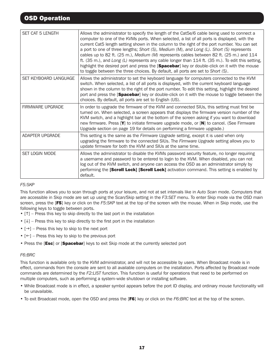 Osd operation | Tripp Lite B064-016 User Manual | Page 17 / 24