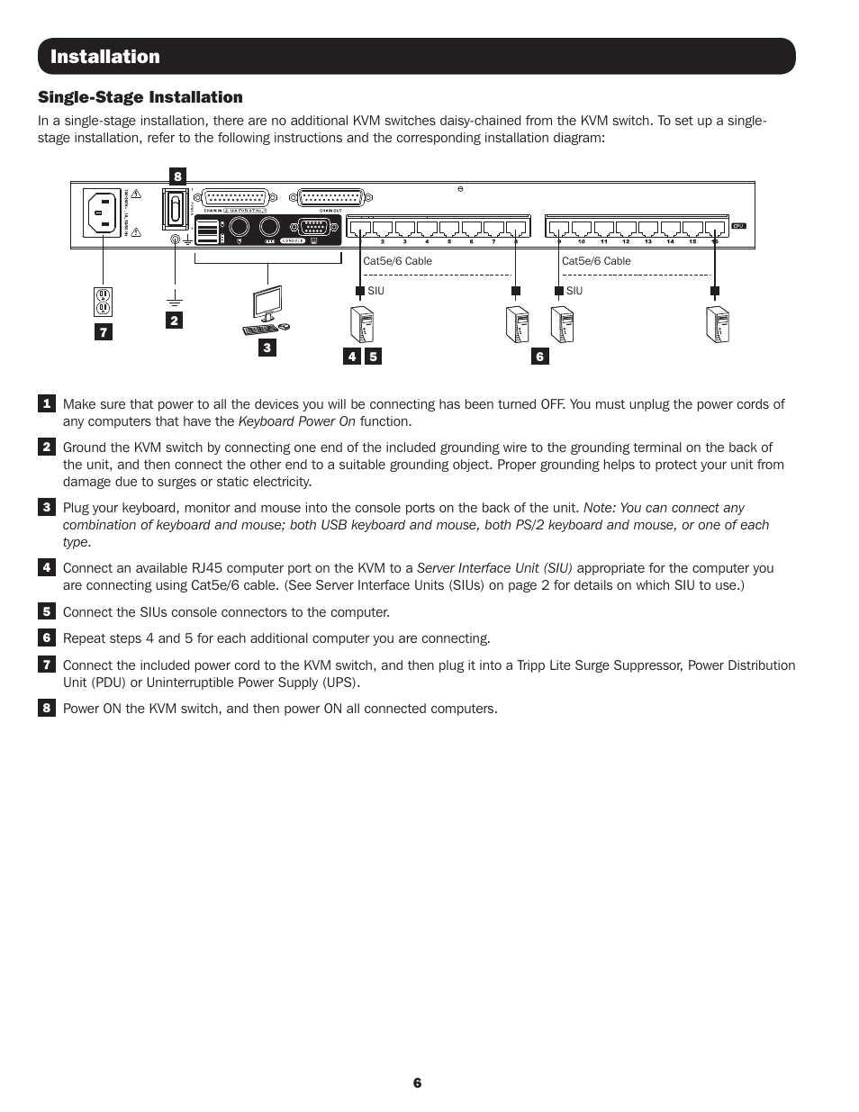 Installation, Single-stage installation | Tripp Lite B064-016 User Manual | Page 6 / 24