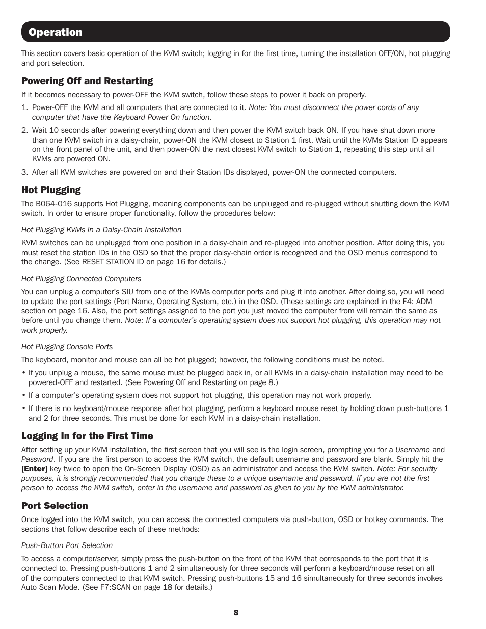 Operation | Tripp Lite B064-016 User Manual | Page 8 / 24