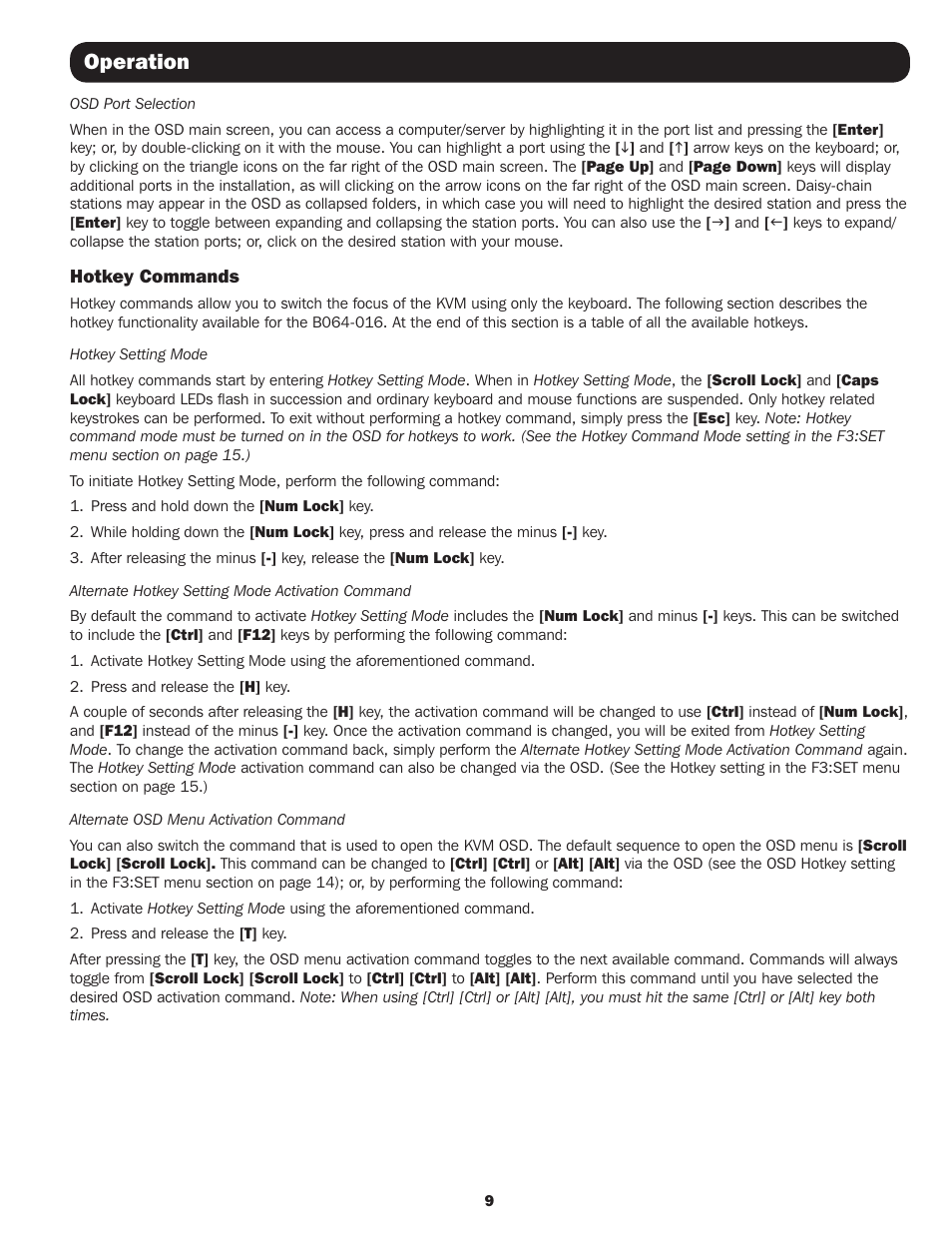 Operation | Tripp Lite B064-016 User Manual | Page 9 / 24