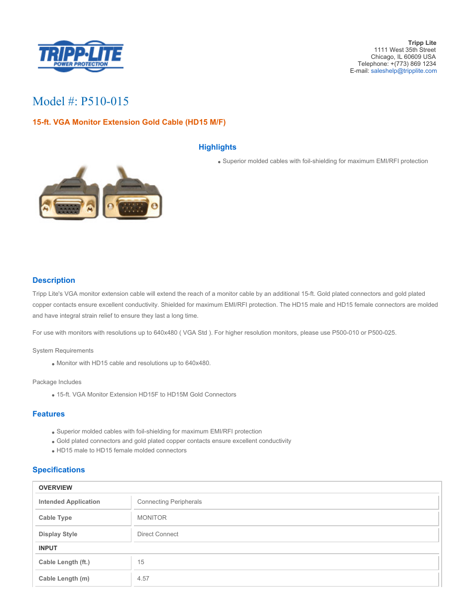 Tripp Lite P500-006 User Manual | 2 pages